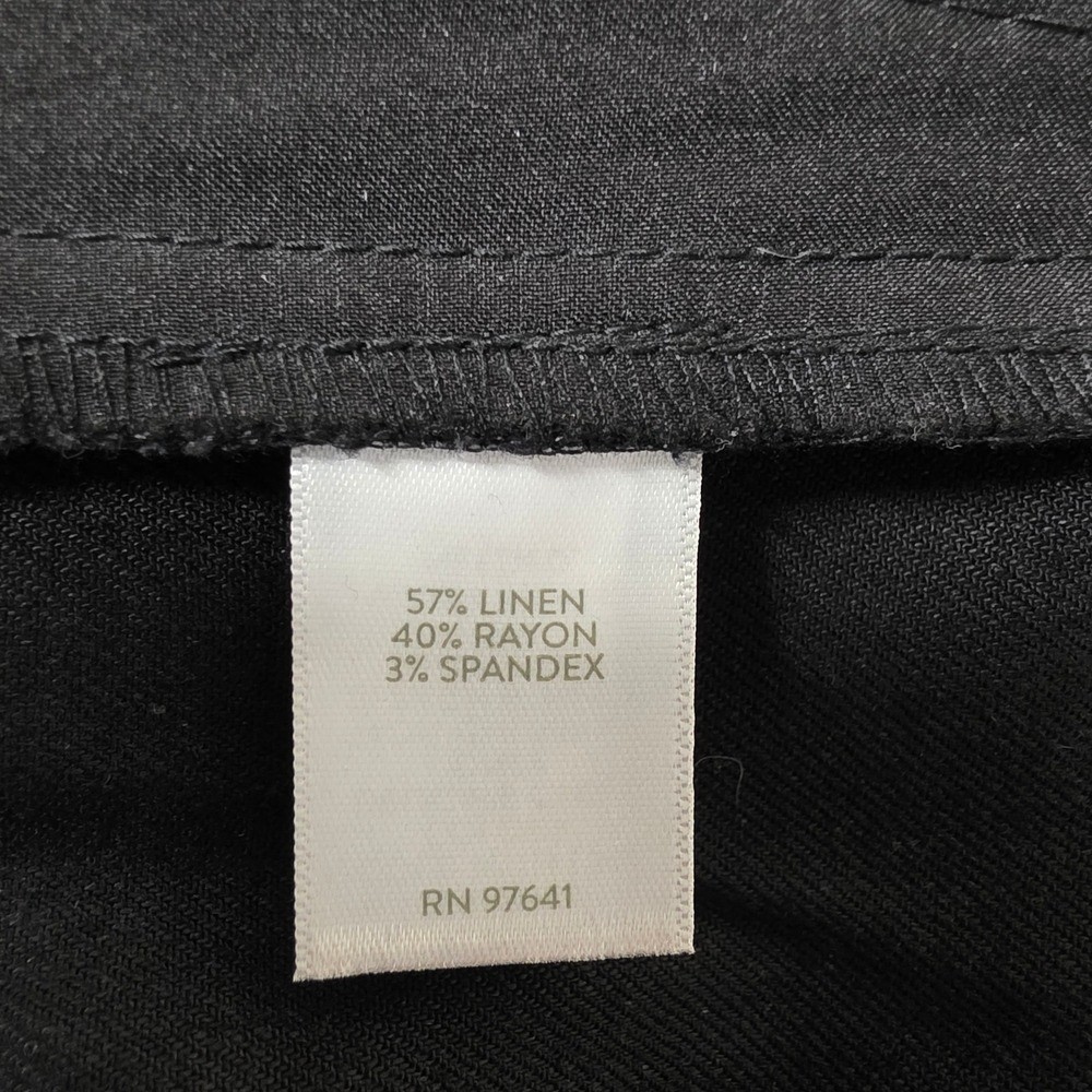 J. Jill Linen Stretch Straight Leg Pants Womens 14 Tall Black Trousers RN 97641 - Picture 9 of 15